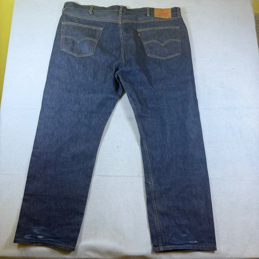 Levis 501 Original Fit Jeans Mens 44x32 Dark Wash Blue Button Fly Straight Leg